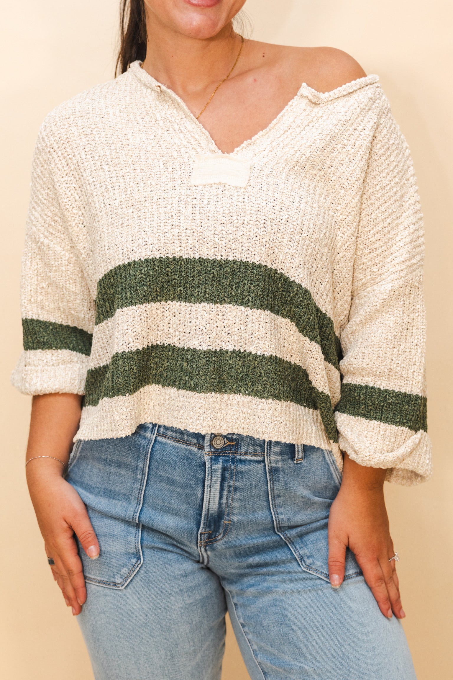 Cider Slouchy Cropped Sweater Olive