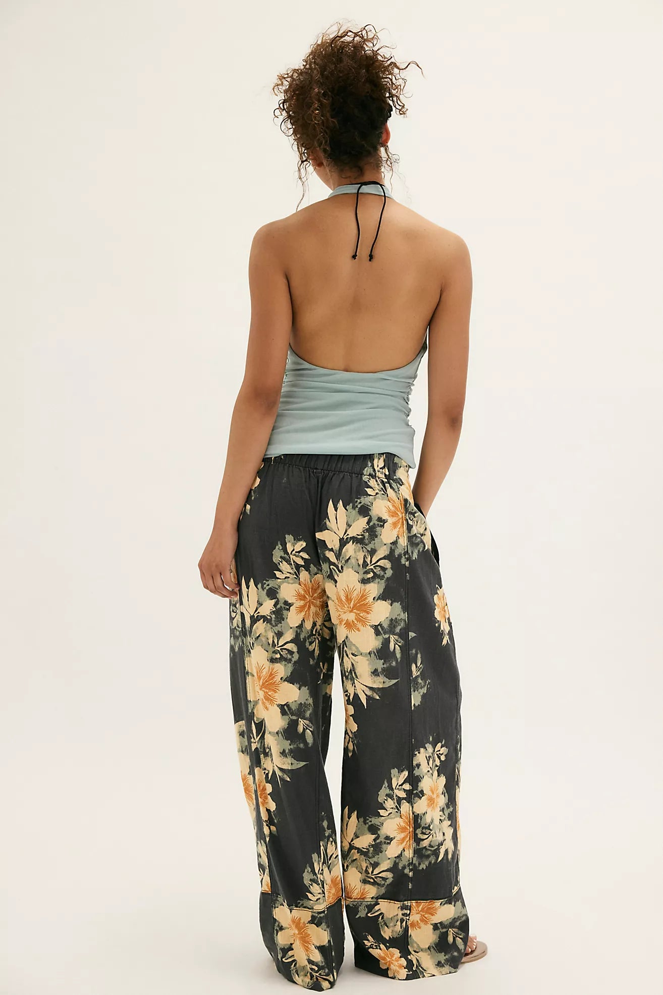 Days End Linen Pull On Pants Black Combo