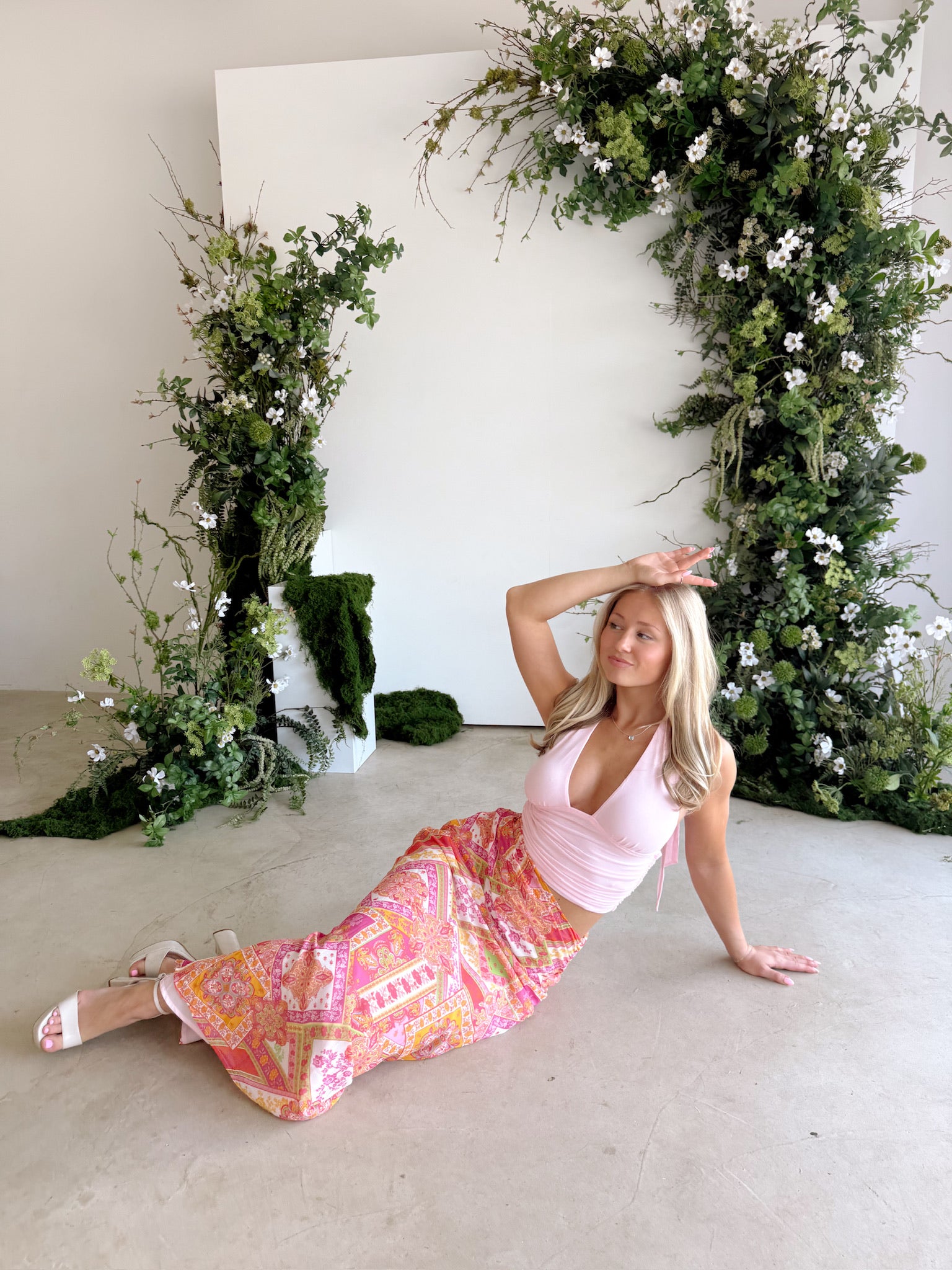 ALEXIS HALTER CUT OUT MAXI DRESS - PEACH