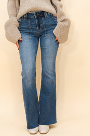 Happi Flare Medium Dark Low Rise Jeans