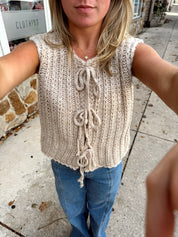 Tied Up Hugs Sweater Vest Oatmeal