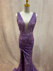 Idalia Gown #2301 Velvet Sequin Lavender