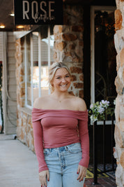 My Fave Off The Shoulder Shirt Mauve