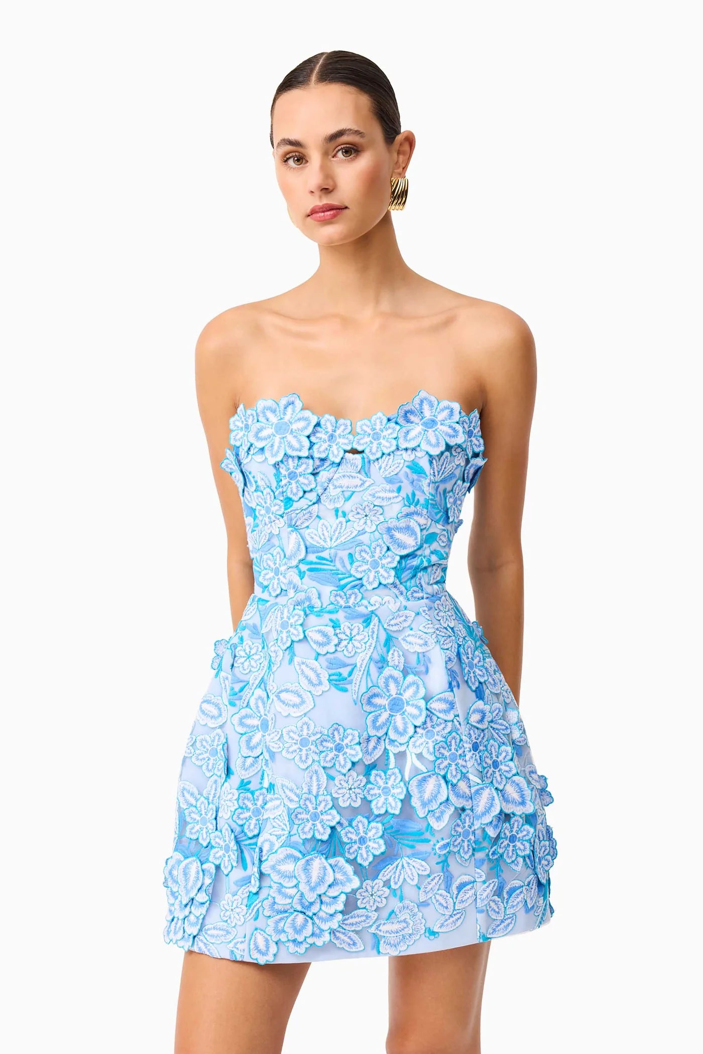 Roseate Floral Mini Dress in Blue EXCLUSIVE