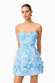 Roseate Floral Mini Dress in Blue EXCLUSIVE
