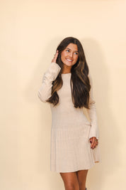 School Girl Sweater Mini Dress in Oatmeal