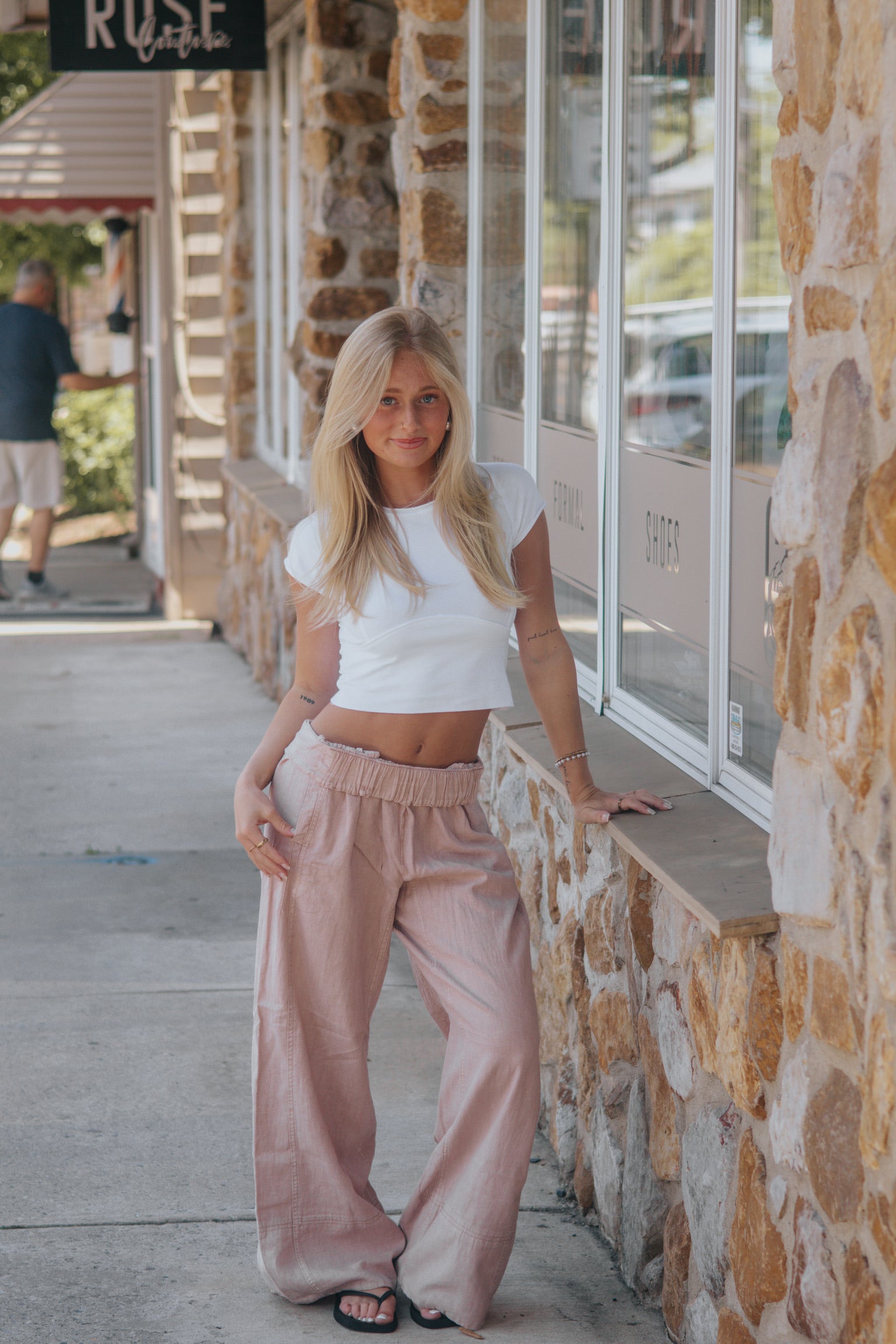 Days End Linen Pull On Pants | Sand Dollar | Free People