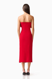 Lila Fitted Midi Dress in Red