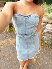 Matilda Strapless Denim Mini Dress