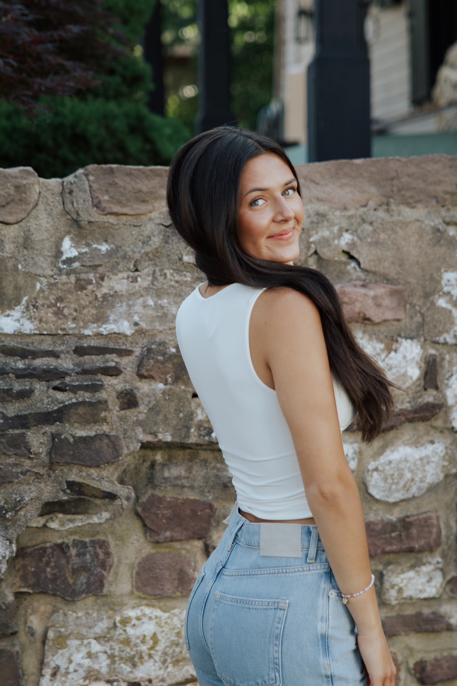 V-Neck Going Out Top in Off White