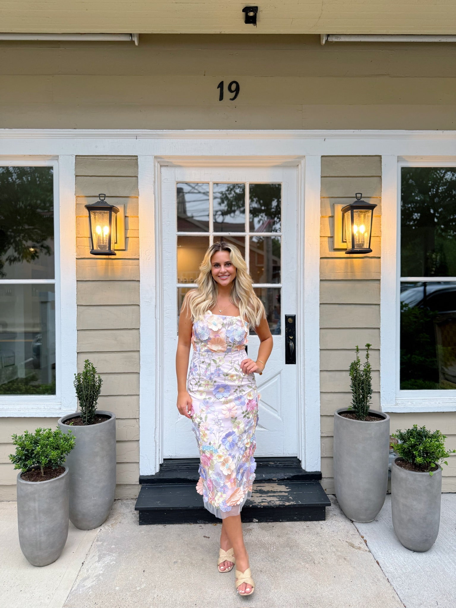 Floral Embroidered Slim Tube Dress in Purple
