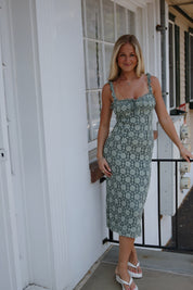 Lucinda Lace Midi Dress in Lilypad