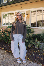 We The Free Celeste Quarter Zip in Teak | Free People
