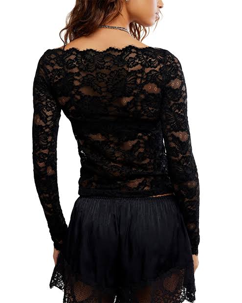 Intimately FP Raising Eyebrows Lace Top in Black |Free People