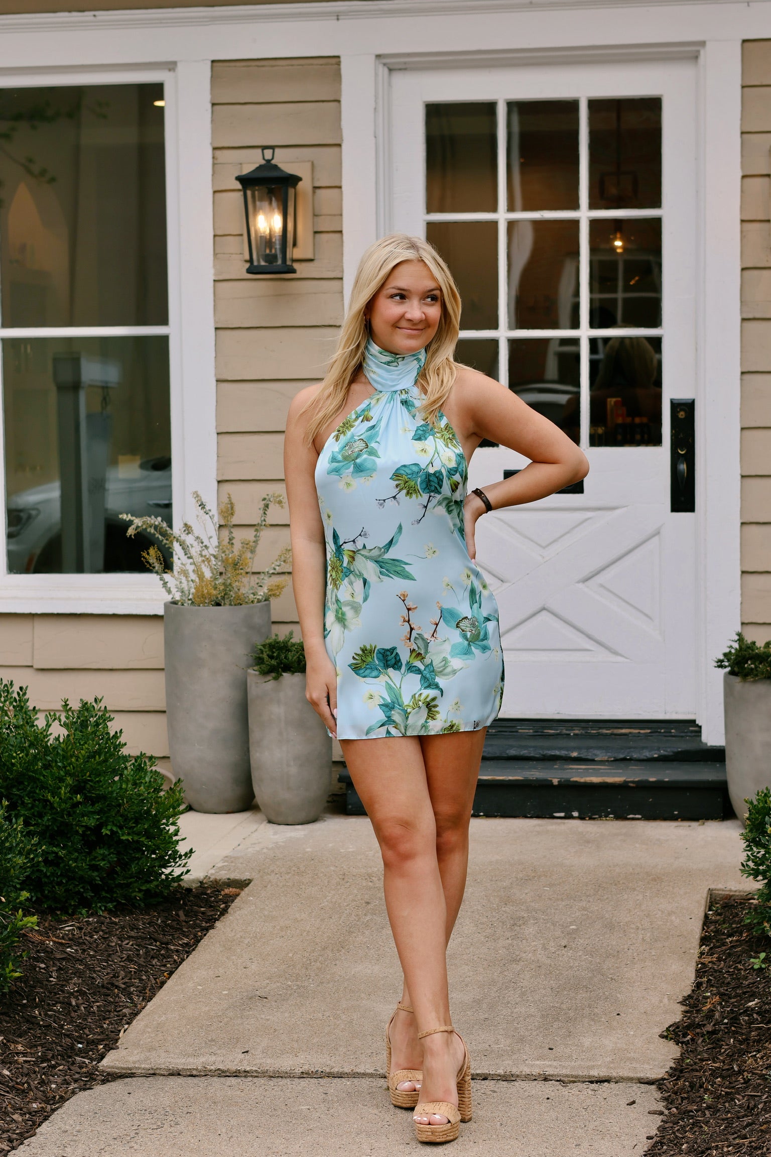 Melinda Floral Halter Mini