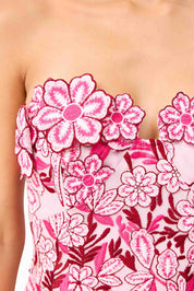 Roseate Strapless Midi Dress in Pink