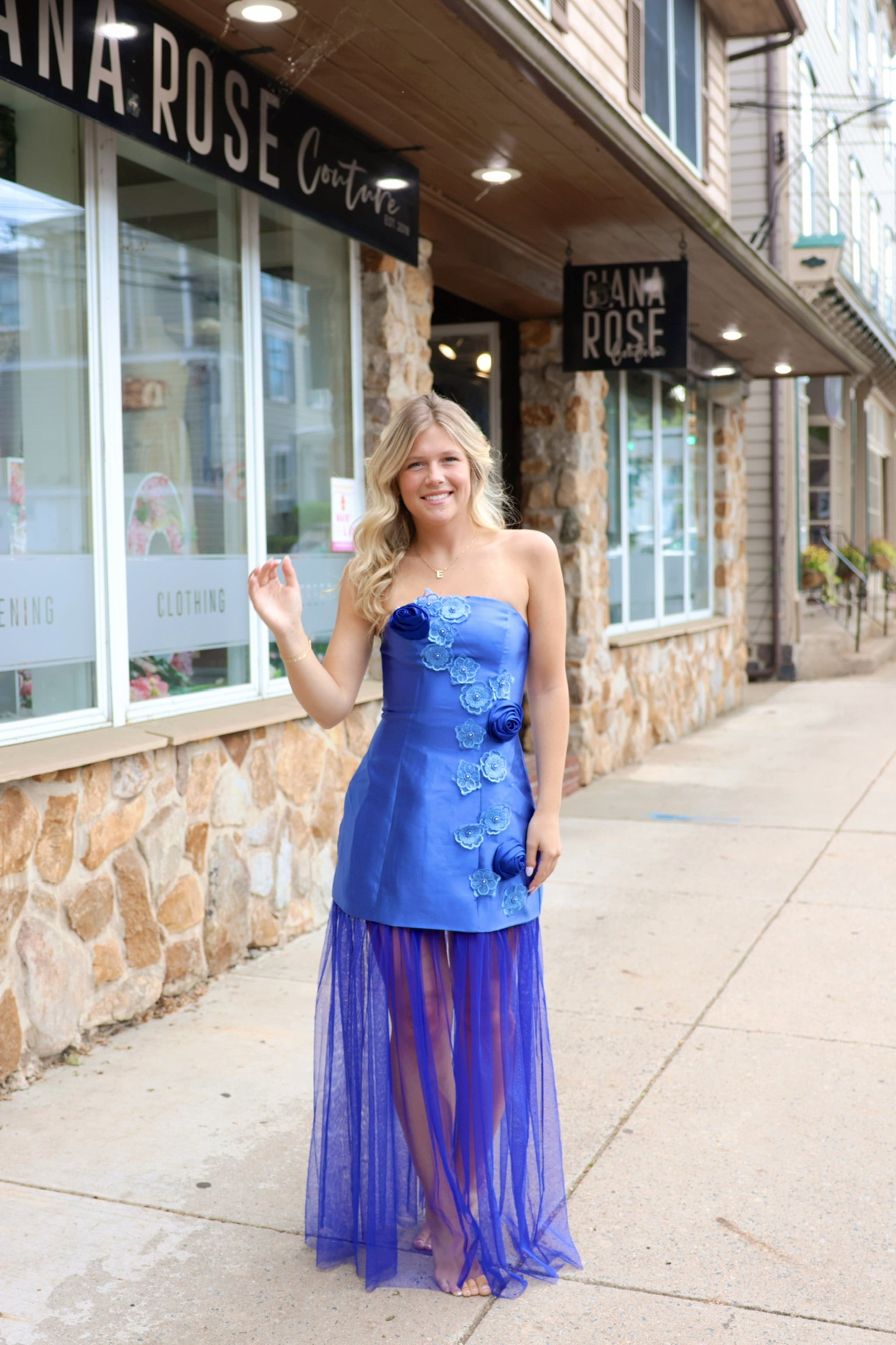 Oleander Strapless Maxi Dress In Cobalt by Elliatt