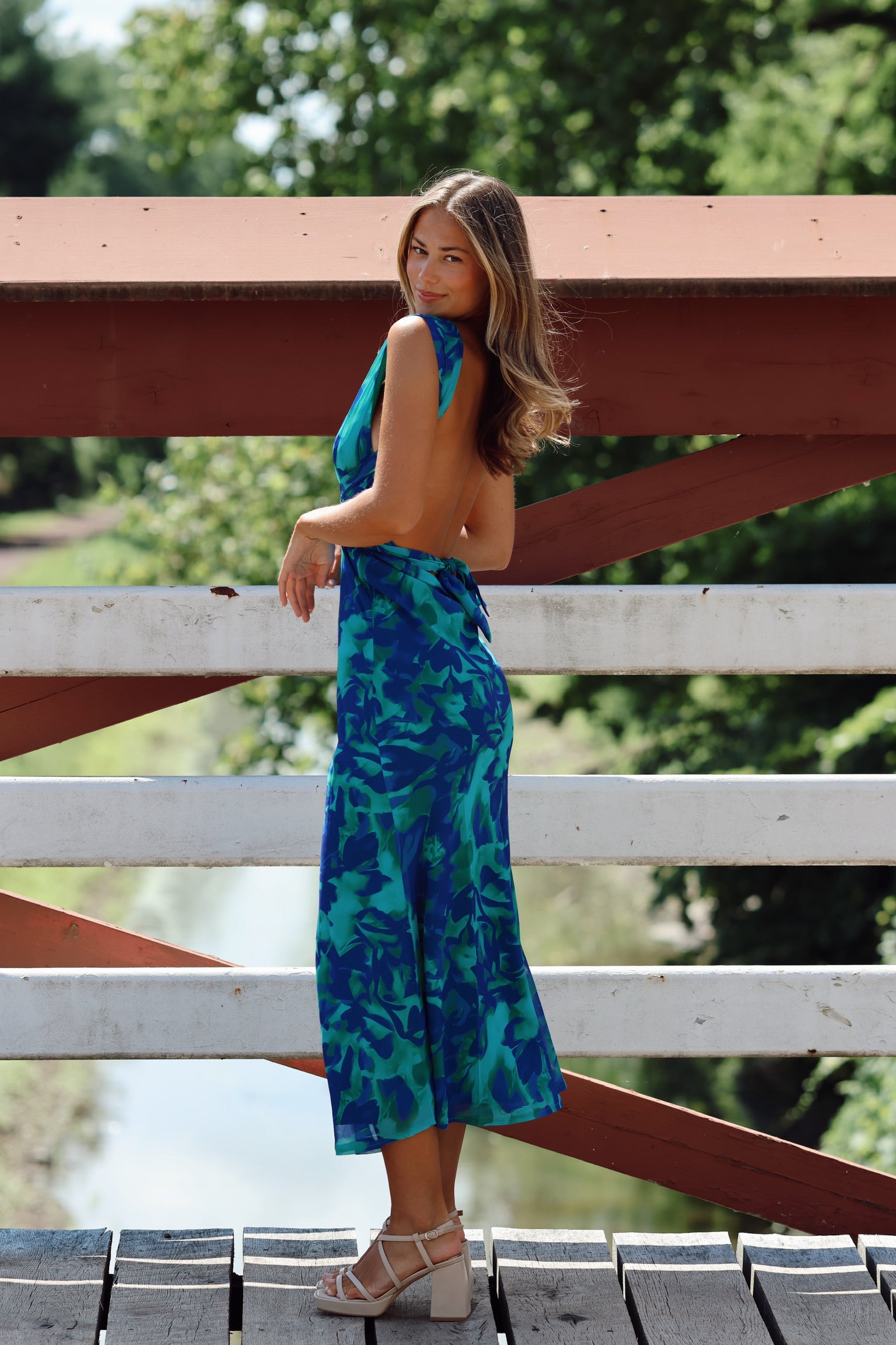 Bad Karma Chiffon Midi Blue/Green