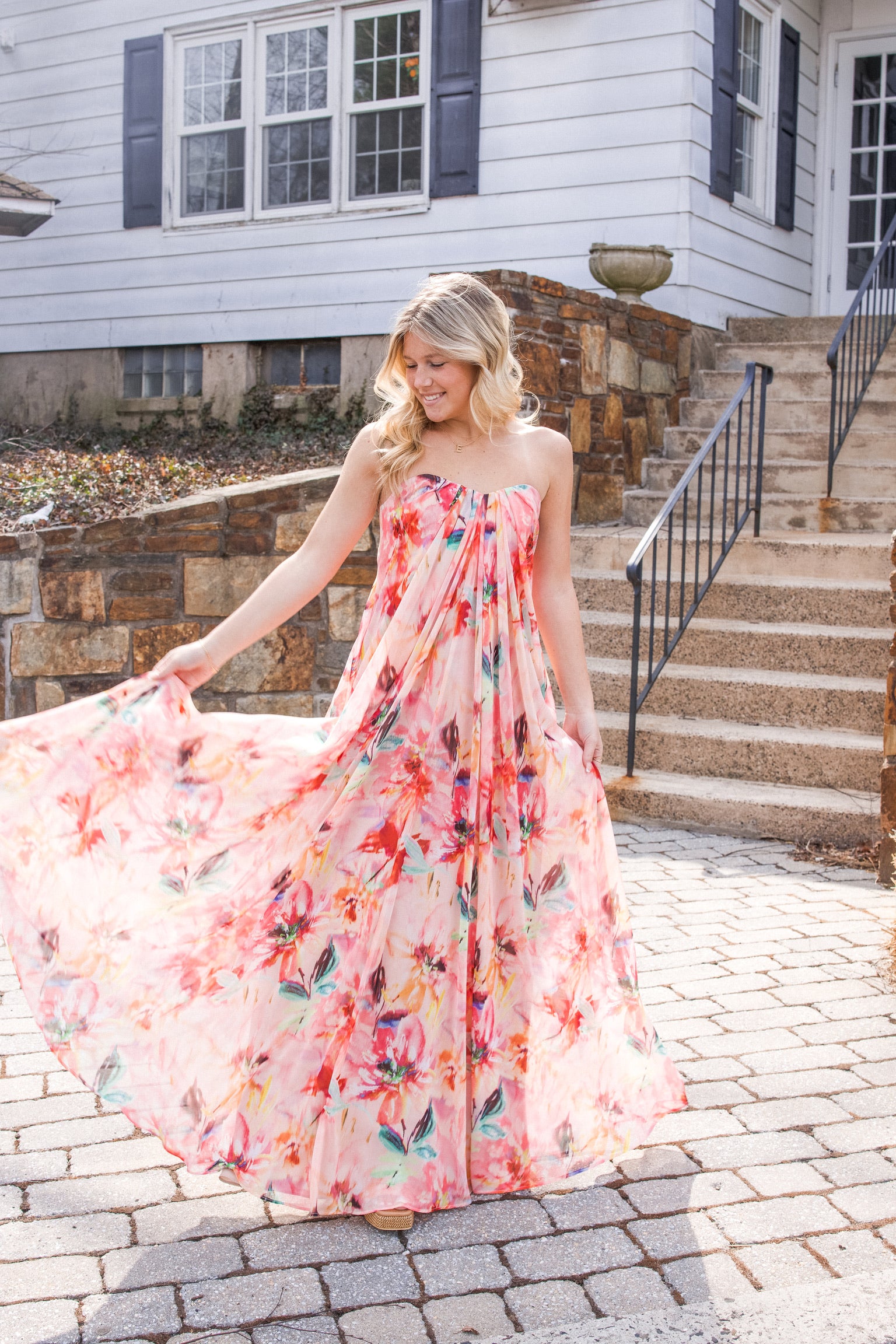 Brooke Chiffon Maxi Dress in Coral Multi 6 Brooke Chiffon Maxi Dress in Coral Multi 6