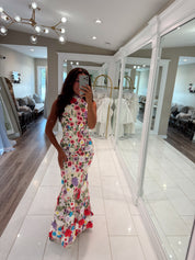 Rosette Halter Neck Dress in Multi Floral by Elliatt