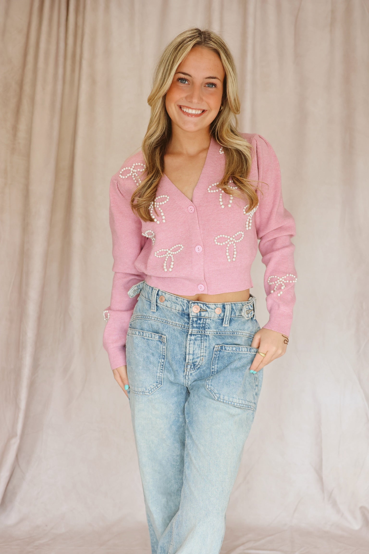 Pink Pearly Club Cardi