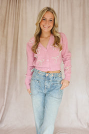 Pink Pearly Club Cardi