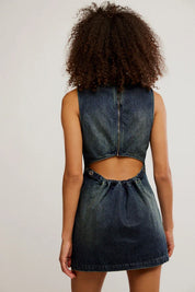 Atlas Denim Mini Dress in Vintage Indigo by Free People