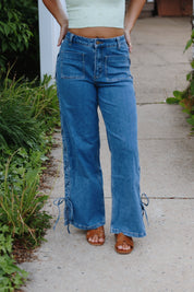 Dana Lace Up Denim Pants