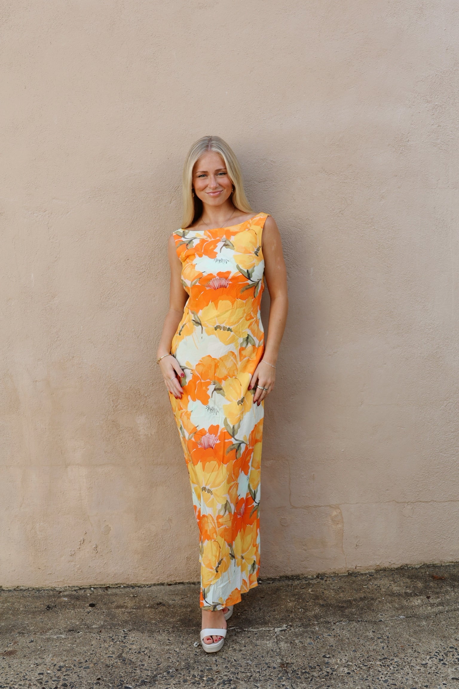 Citrus Bloom Maxi Orange Floral