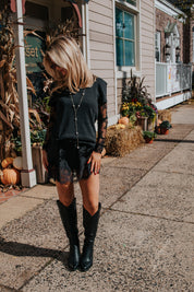 Meet Me In The Middle Mini Slip Skirt | Black | Free People