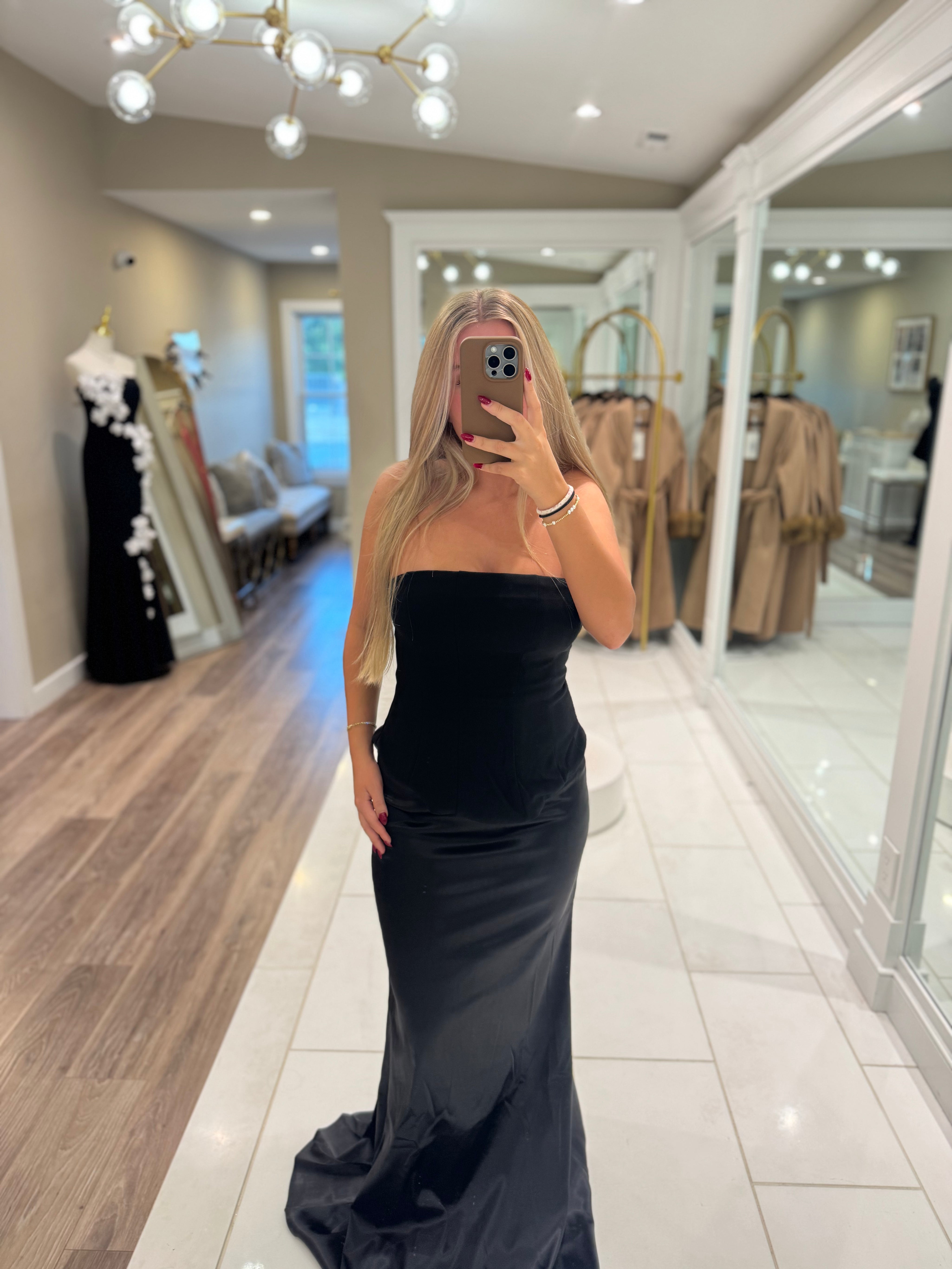 Natalia Strapless Dress in Black | Lulus