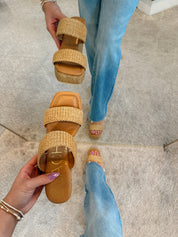 Gem Camel Raffia Heel - BEACH
