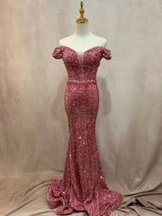 Noelle Gown #2383 Velvet Sequin Pink