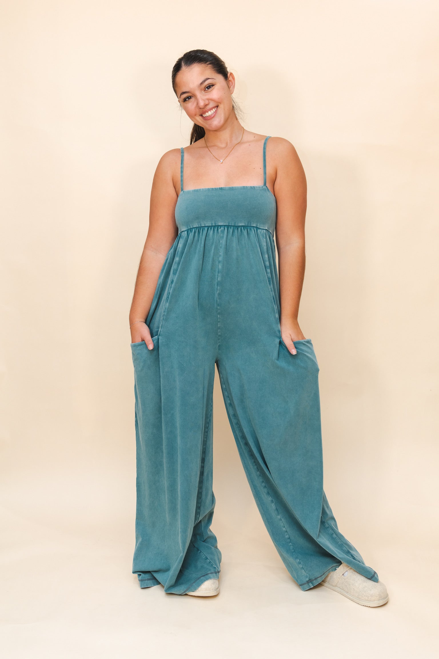 Hot Shot Strappy Onesie in Evergreen