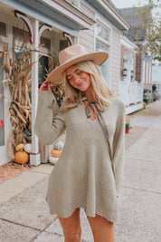 Bali Old Flame Sweater Mini Dress in Olive Tree by Free People