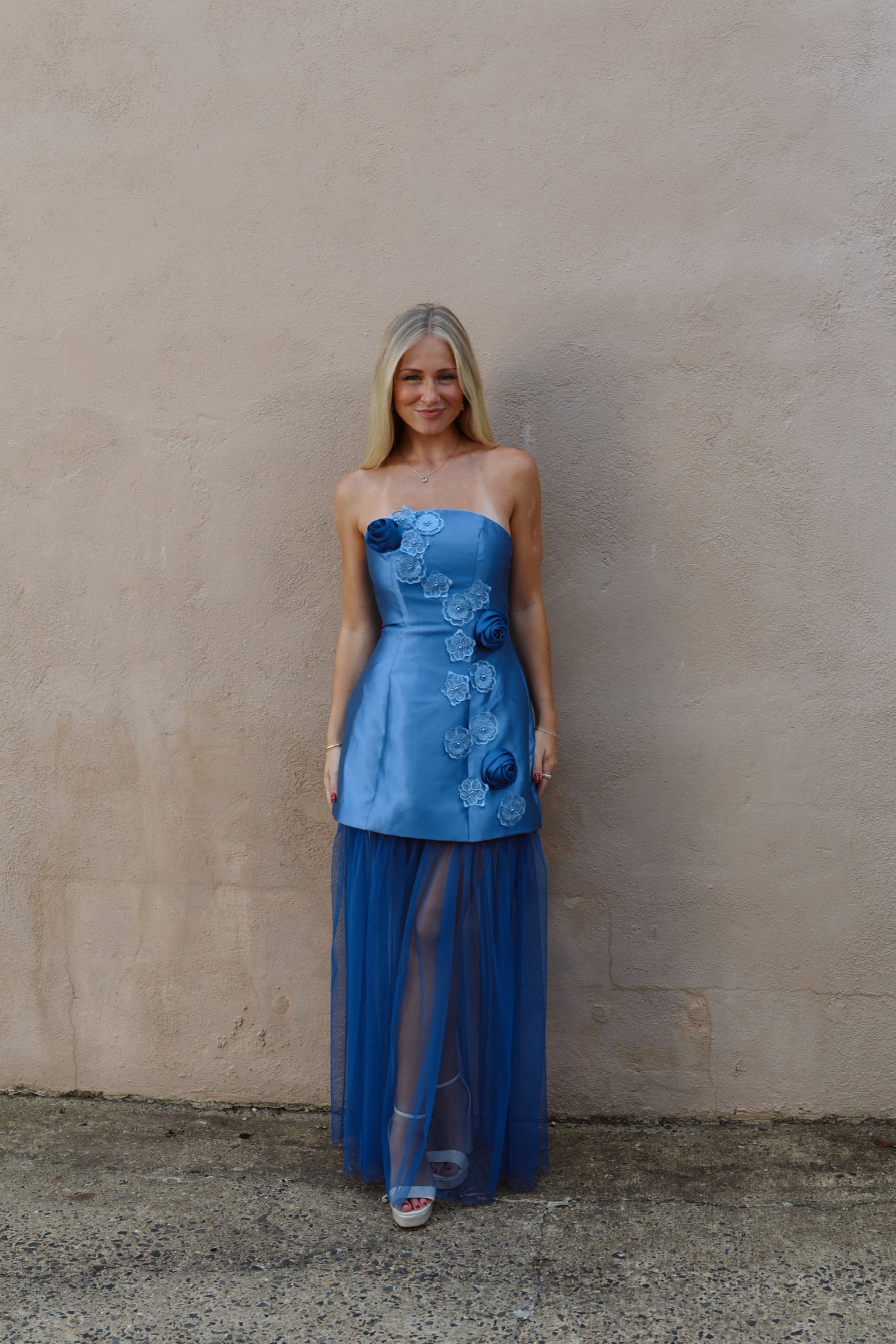 Oleander Strapless Maxi Dress In Cobalt by Elliatt
