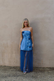 Oleander Strapless Maxi Dress In Cobalt by Elliatt