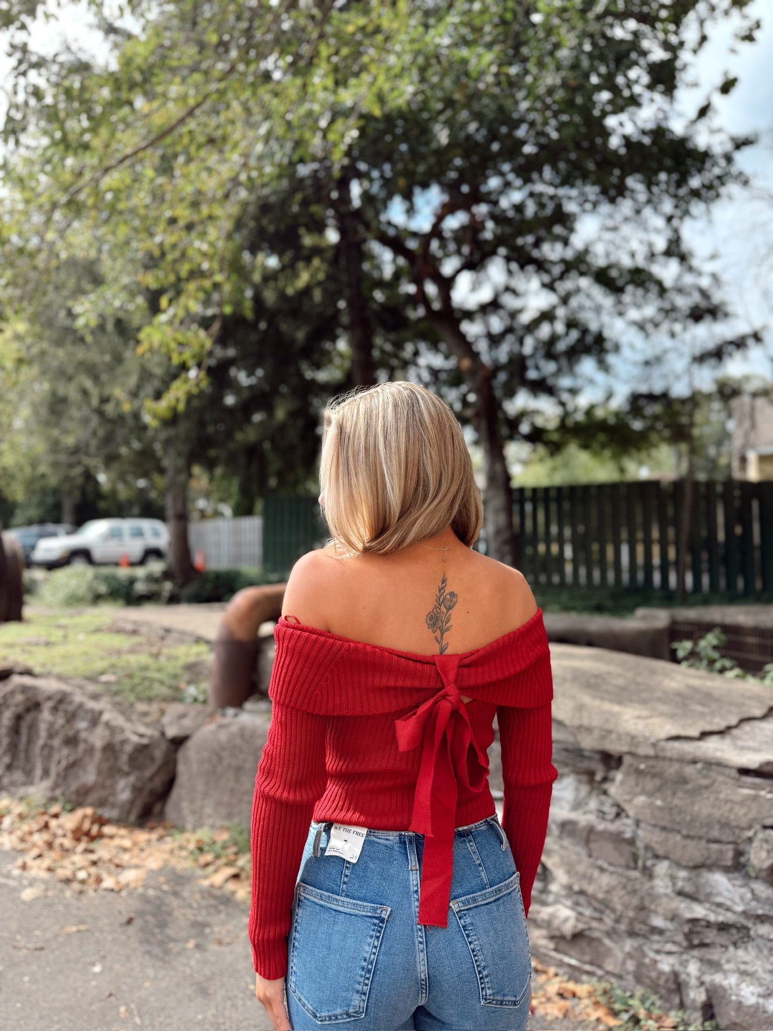 Kerianne Off The Shoulder Top Red