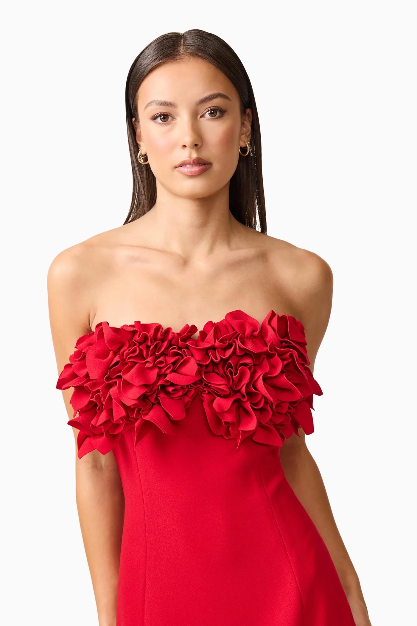 Lila Fitted Midi Dress in Red