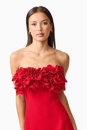 Lila Fitted Midi Dress in Red