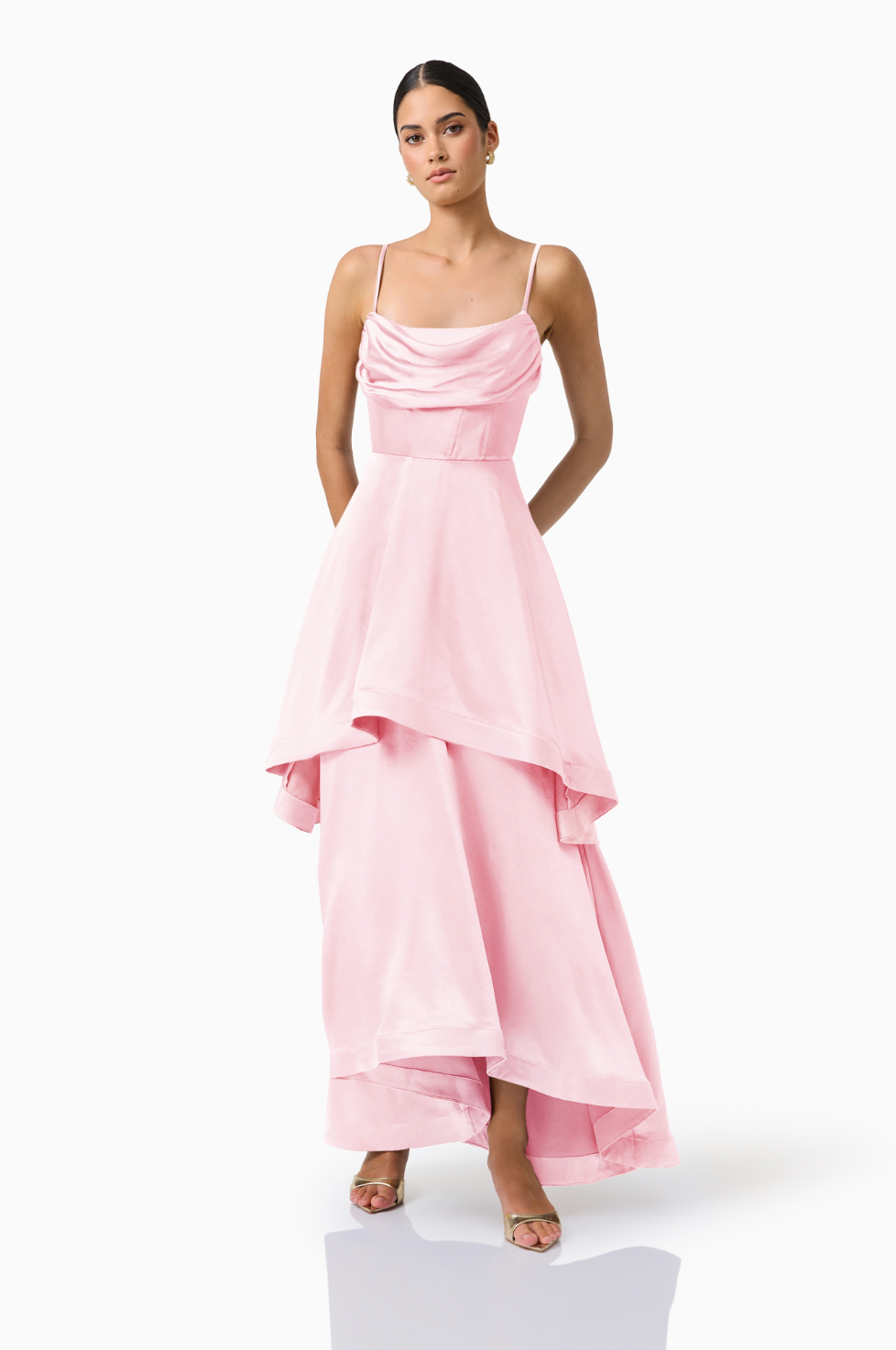 Zimelle Tiered Maxi Dress | Baby Pink | Elliatt