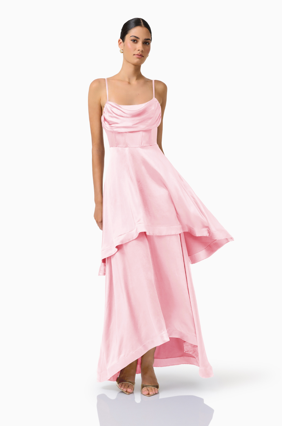 Zimelle Tiered Maxi Dress | Baby Pink | Elliatt
