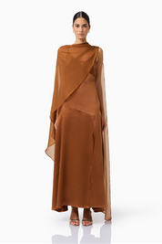 Zimelle Cape Gown | Bronze | Elliatt