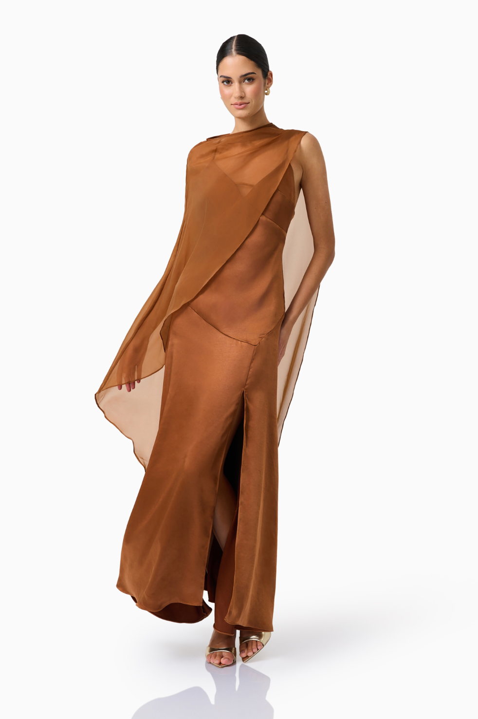 Zimelle Cape Gown | Bronze | Elliatt