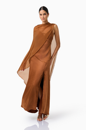 Zimelle Cape Gown | Bronze | Elliatt