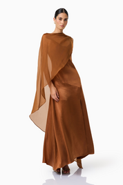 Zimelle Cape Gown | Bronze | Elliatt