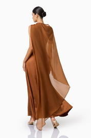 Zimelle Cape Gown | Bronze | Elliatt