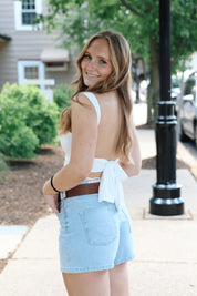 Bow Back Bodysuit White