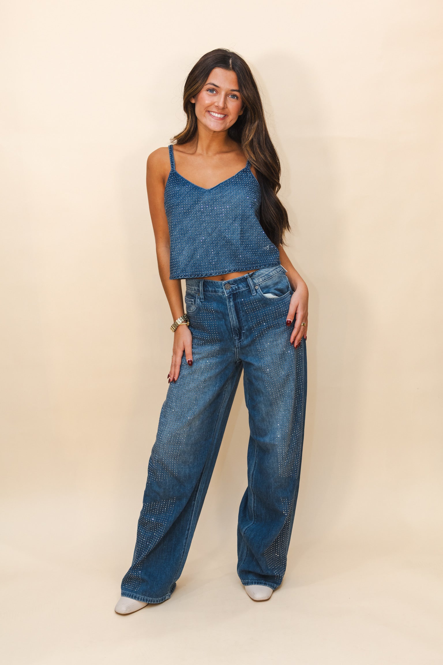 Alyx Mid Rise Oversized Baggy Fit with Rhinestones