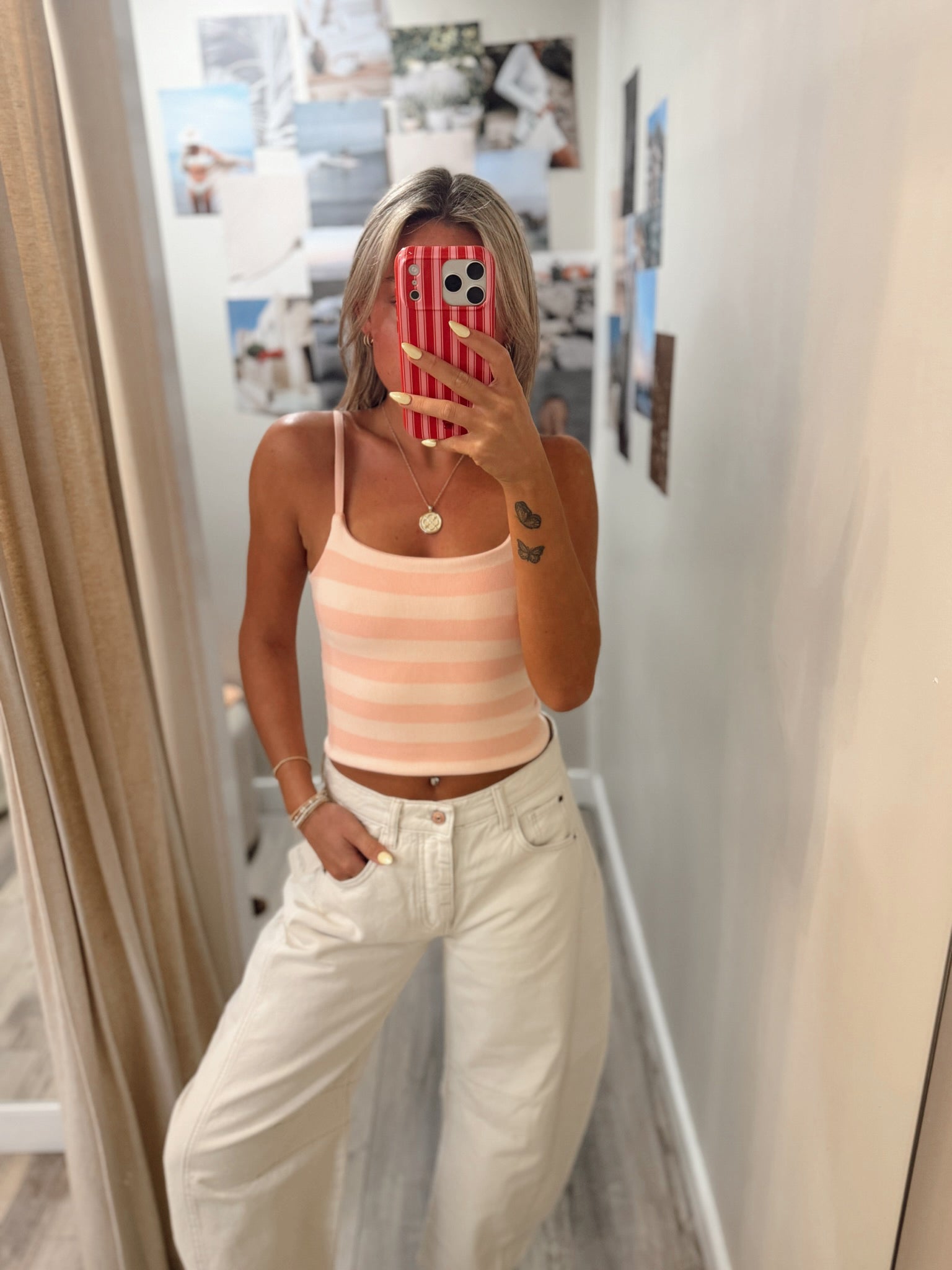 Callie Striped Brami Light Pink Combo